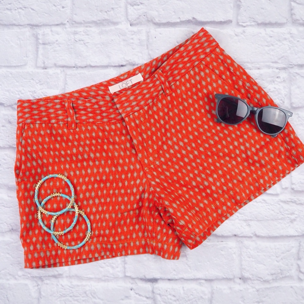 LOFT Pattern Deep Coral Cargo Shorts 🦀